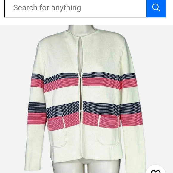TALBOTS Hook Front Striped Cardigan - Medium petite - Picture 1 of 8